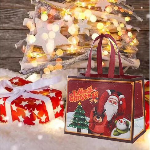 UNCOJOY 16PCS Christmas Gift Bags Christmas Treat Bags with Handle Reusable Christmas Bag in Saudi Arabia