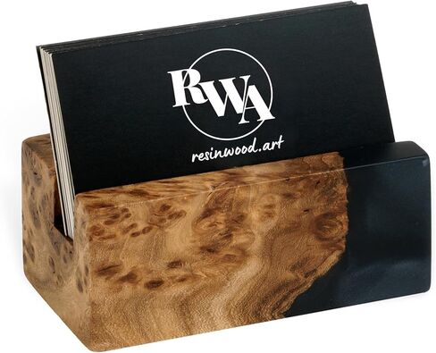 RWA Business Card Holder for Men & Women - Handcrafted Epoxy & Wood, Stylish & Durable Business Card Organizer, Premium Business Card Holder Desk Accessory for Professionals Christmas Gift in Kuwait