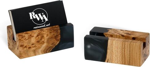 RWA Business Card Holder for Men & Women - Handcrafted Epoxy & Wood, Stylish & Durable Business Card Organizer, Premium Business Card Holder Desk Accessory for Professionals Christmas Gift in Kuwait