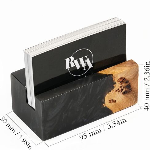 RWA Business Card Holder for Men & Women - Handcrafted Epoxy & Wood, Stylish & Durable Business Card Organizer, Premium Business Card Holder Desk Accessory for Professionals Christmas Gift in Kuwait
