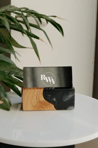 RWA Business Card Holder for Men & Women - Handcrafted Epoxy & Wood, Stylish & Durable Business Card Organizer, Premium Business Card Holder Desk Accessory for Professionals Christmas Gift in Kuwait