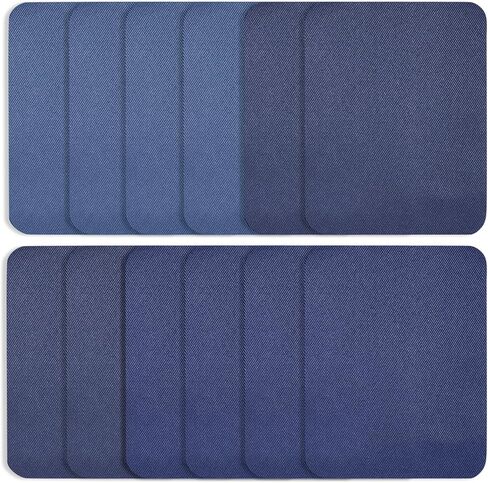 WLLHYF بقع حديدية لإصلاح الملابس 12 قطعة مستطيلة كبيرة بلون الدينيم لإصلاح الجينز والملابس in Kuwait