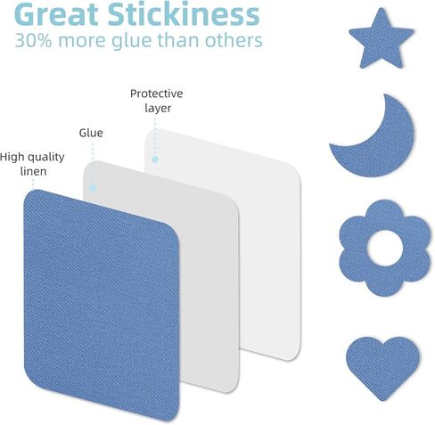 WLLHYF بقع حديدية لإصلاح الملابس 12 قطعة مستطيلة كبيرة بلون الدينيم لإصلاح الجينز والملابس in Kuwait