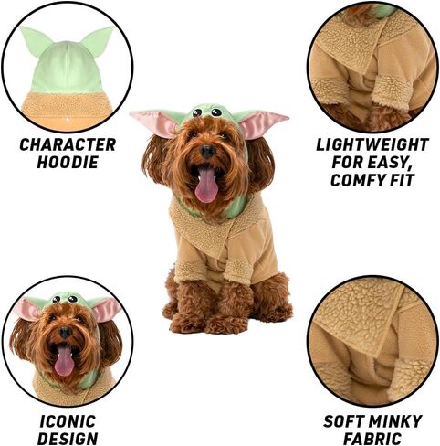 زي الهالوين بغطاء للرأس للحيوانات الأليفة من STAR WARS Ewok - قميص بغطاء للرأس بدون أكمام مع وشاح وقلنسوة مع أذنين (صغير) in Saudi Arabia
