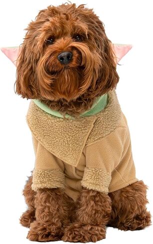 زي الهالوين بغطاء للرأس للحيوانات الأليفة من STAR WARS Ewok - قميص بغطاء للرأس بدون أكمام مع وشاح وقلنسوة مع أذنين (صغير) in Saudi Arabia