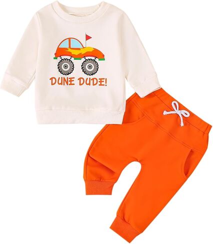 Toddler Boys Fall Outfits Farm Truck Letter Print Long Sleeve Crew Neck Sweatshirts Pocket Pants 2Pcs Clothes Set in Saudi Arabia