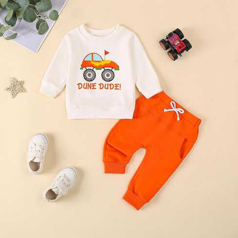 Toddler Boys Fall Outfits Farm Truck Letter Print Long Sleeve Crew Neck Sweatshirts Pocket Pants 2Pcs Clothes Set in Saudi Arabia
