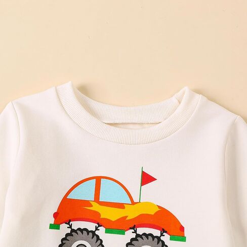 Toddler Boys Fall Outfits Farm Truck Letter Print Long Sleeve Crew Neck Sweatshirts Pocket Pants 2Pcs Clothes Set in Saudi Arabia