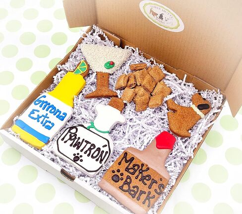 Dog Treat Gift Box | Human Grade, Handmade, and Decorated Dog Cookies | Gifts for Medium & Large Dogs | No Artificial Preservatives | Made in The USA (Tipsy Mutt) in Saudi Arabia