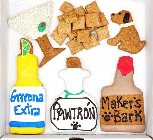 Dog Treat Gift Box | Human Grade, Handmade, and Decorated Dog Cookies | Gifts for Medium & Large Dogs | No Artificial Preservatives | Made in The USA (Tipsy Mutt) in Saudi Arabia
