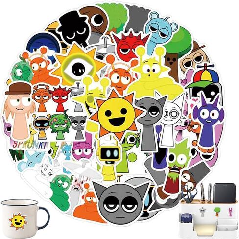 57 قطعة من ملصقات Sprunki للأطفال، ملصقات وجه Sprunki للأولاد والبنات، ملصقات Sprunki لزجاجات المياه وأجهزة الكمبيوتر المحمولة والهواتف وحقيبة الجيتار (57 قطعة) in Kuwait