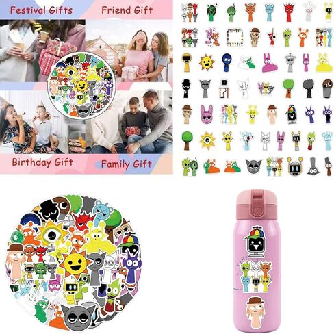 57 قطعة من ملصقات Sprunki للأطفال، ملصقات وجه Sprunki للأولاد والبنات، ملصقات Sprunki لزجاجات المياه وأجهزة الكمبيوتر المحمولة والهواتف وحقيبة الجيتار (57 قطعة) in Kuwait