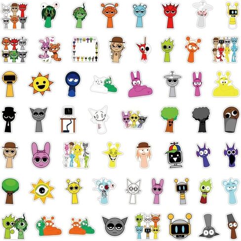 57 قطعة من ملصقات Sprunki للأطفال، ملصقات وجه Sprunki للأولاد والبنات، ملصقات Sprunki لزجاجات المياه وأجهزة الكمبيوتر المحمولة والهواتف وحقيبة الجيتار (57 قطعة) in Kuwait