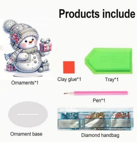 BAYUNOE DIY الماس الفن اللوحة سطح المكتب زخرفة اليدوية على شكل خاص كريستال الماس الفن مزين جانب واحد الماس منضدية الحلي ديكور المنزل-سانتا كلوز02 in Kuwait
