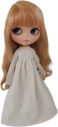 Doll Clothing Extra Long Robe for Blyth,Ob24,Licca,Azone BJD Doll Clothes Toys Accessories Gifts (Off-White) (Only Clothes) in Kuwait