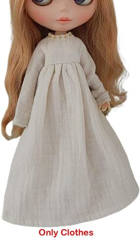 Doll Clothing Extra Long Robe for Blyth,Ob24,Licca,Azone BJD Doll Clothes Toys Accessories Gifts (Off-White) (Only Clothes) in Kuwait