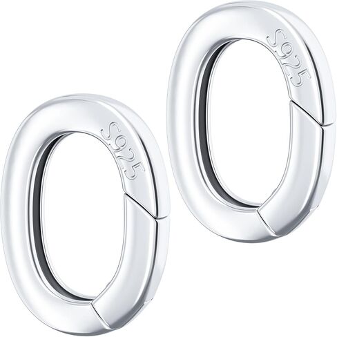 925 Sterling Silver Lobster Clasp, Oval Necklace Shortener Spring Ring Connector Clasp, Necklace Enhancer Shortener, Carabiner Snap Clip Lock for Women in Saudi Arabia