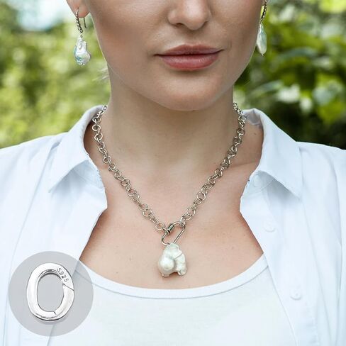 2 حزمة 925 الفضة الاسترليني البيضاوي قلادة اللؤلؤ محسن، المعادن بوابة الربيع حلقات موصل المشبك قلادة لسوار خلخال صنع المجوهرات in Kuwait