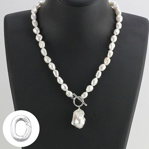 2 حزمة 925 الفضة الاسترليني البيضاوي قلادة اللؤلؤ محسن، المعادن بوابة الربيع حلقات موصل المشبك قلادة لسوار خلخال صنع المجوهرات in Kuwait