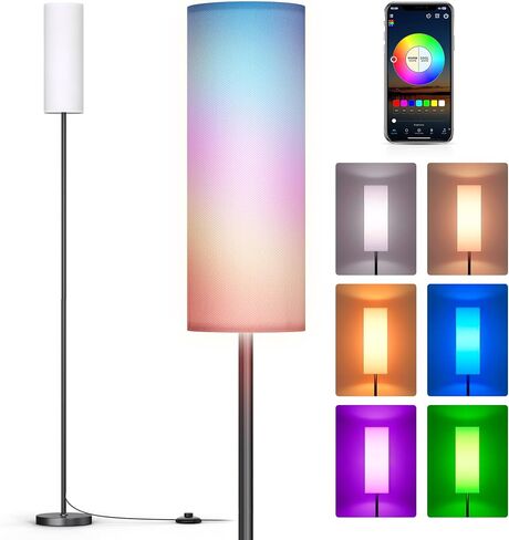 مصباح أرضي RGB لغرفة المعيشة، مصباح أرضي حديث ذكي مع لمبة LED RGB، مصباح أرضي قائم مع التحكم في التطبيق، مصباح أرضي متغير اللون لغرفة النوم وغرفة المعيشة in Saudi Arabia