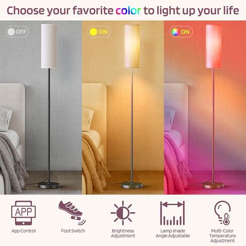 مصباح أرضي RGB لغرفة المعيشة، مصباح أرضي حديث ذكي مع لمبة LED RGB، مصباح أرضي قائم مع التحكم في التطبيق، مصباح أرضي متغير اللون لغرفة النوم وغرفة المعيشة in Saudi Arabia