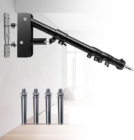 حامل إضاءة حلقة MACTREM على الحائط، 71.65 بوصة/182 سم ذراع مثلث للتركيب على الحائط للضوء القوي، التصوير الفوتوغرافي، Softbox، العاكس، المظلة، إضاءة فيديو الاستوديو، يدعم دوران 180 درجة in Kuwait