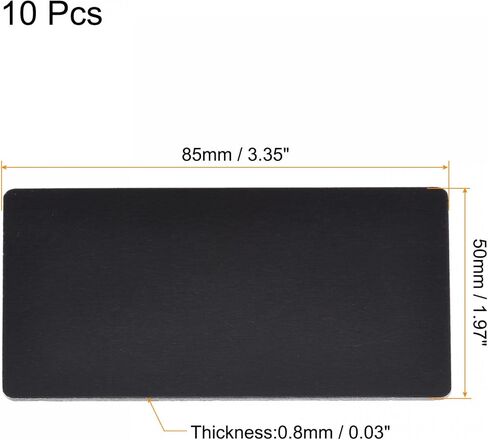 uxcell Blank Metal Card 80mm x 30mm x 0.8mm Anodized Aluminum Plate Black 10 Pcs in Saudi Arabia