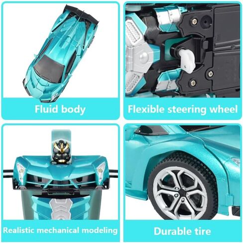 Remote Control Car Deformation Car, 1:18 Scale One Button Deformation to Robot, 2.4Ghz Remote Control 360° Rotation and One-Button Transform, Christmas Birthday Gifts for Boys Girls (Sapphire Blue) in Saudi Arabia