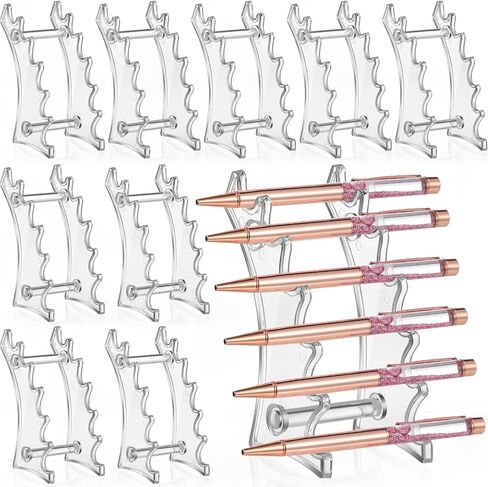 10 قطع من حامل القلم البلاستيكي، 6 فتحات، حامل عرض القلم، حامل قلم الحواجب، حامل فرشاة المكياج، حامل فرشاة عرض القلم الأفقي، منظم رف الفرشاة للاستخدام المنزلي والمدرسة والمكتب (شفاف) in Kuwait