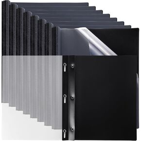 Harloon 100 Pcs Clear Front Report Covers Bulk Plastic Presentation Folders 3 Prongs Business Report Covers Resume Portfolio Folder Paper Binder for Presentation Document School Office, 11.4 x 9.5''