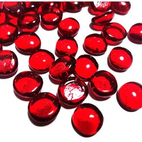 Red Flat Glass Marbles for Vase Filler, 1Lb Glass Marbles, Glass Stones for Vase Aquarium Table Scatter Decor