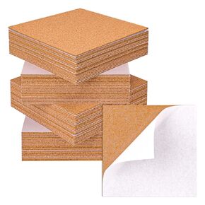 80 PCS Self Adhesive Cork Squares, 5.91 x 5.91 Inch Backing Cork Tiles and Cork Mat Sheets for Coasters, Perfect for DIY Coasters & Craft Projects, Cork Board Roll for Versatile