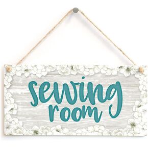 Meijiafei Sewing Room Sewing Forever - Housework Whenever - Cute Sewing Gift Idea Sign Plaque for Sewing Room Wall 10" X 5"