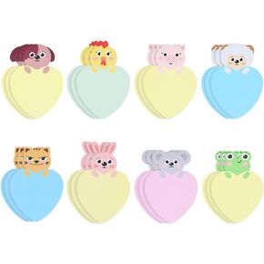 24 Pack Cute Animal Sticky Notes,8 Patterns Cartoon Message Note Chicken, Mouse, Tiger, Puppy, Rabbit, Lamb, Pig, Frog Memo Note