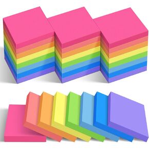 Sticky Notes 3x3 inches, 32 Pads Self-Stick Notes with 8 Bright Colors, Easy to Post for Home, Office, School Supplies, Cute Sticky Note Pads for Teacher Classroom Study Supplies, 80 Sheets/pad