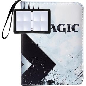 Leatherette 4 Pocket Trading Card Binder Album Holder Pages Folder Protector for Magic Trading Cards TCG - Toploading 3 Ring Zip Card Binder MTG Album