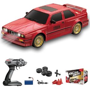 1:16 Scale RC Drift Car, 30KM/H 4WD 2.4GHz Remote Control Cars with LED Light, Racing and 4 Drifting Wheels, 2 Rechargeable Batteries, Perfect Toy Gift for Boys, Girls, Kids White
