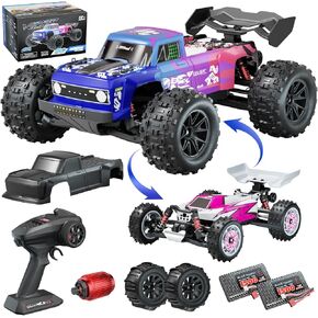 1:16 Brushless RC Car for Adults, Max Speed 45-68Km/h, All Terrain Off Road Remote Control Truck Compatible with 3S Batteries, Racing RC Truck with 2 2S Batteries for Snow, Sand & Mud