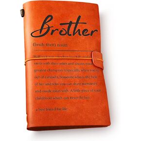 Inspirational Brother Definition Leather Journal Notebook Travel Journal Embossed Writing - Brother Gift for Birthday Graduation Christmas