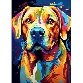 Yellow Labrador Dog 5D Diamond Art DIY Paint with Full Drill Round Diamond Gems Painting by Number Kits for Adults Art Craft Home Wall Decor 11.8x15.8inch