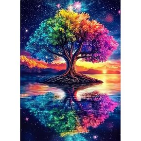 Lxmsja Rainbow Tree of Life Acrylic Full Drill Diamond Art Kits for Adults 12x16 inch
