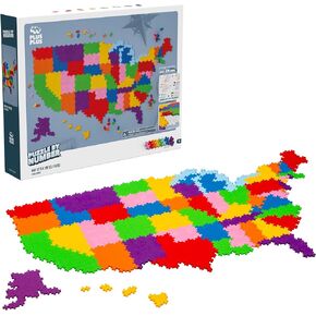 PLUS PLUS - Puzzle by Number - 1,400 Piece Map of The United States - Construction Building Stem/Steam Toy, Interlocking Mini Puzzle Blocks for Kids