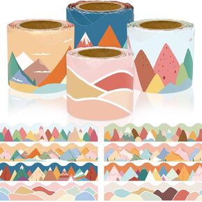 144ft Bulletin Board Borders Moving Mountains Two Sided Border Trim for Classroom Decoration School Family Party Boho Border 4 Rolls Decor