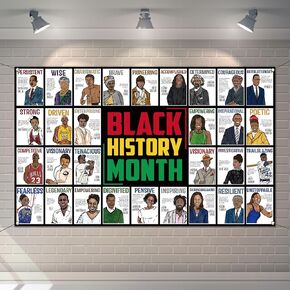 Buxiuer Black History Month Photo Booth Backdrop February Historical African American Heritage Decorations School Classroom Bulletin Board Decor