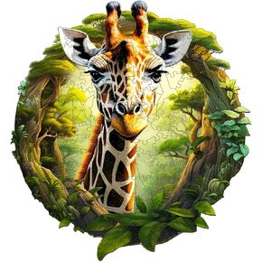 Jigfoxy Wooden Puzzles for Adults, Giraffe Wood Puzzles Adult, Unique Animal Shape Wooden Jigsaw Puzzles, for Puzzles Lovers Family Friend (XL-17.3 * 16in-469pcs)