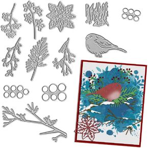 ALIBBON 2Pcs Fall Tree Die Cuts for Card Making and Scrapbooking, Autumn Leaves Cutting Dies Metal Template Molds, Thank You Words Die Cuts for DIY Photo Album Paper Embossing Card Making Decoration