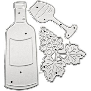 Die Cuts for Card Making Scrapbooking Wine Glass Bottle Metal Cutting Dies Stencil DIY Paper Card Template Mold Embossing Decoration Cutting Dies Card Making Accessories Die-Cutting and Embossing