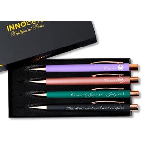InnoBeta Cancer Zodiac Gifts for Women, Ballpoint Pen Set of 4, Best Friend Birthday Gifts for Her, Cancer Zodiac Constellation Gifts for Women - Cancer