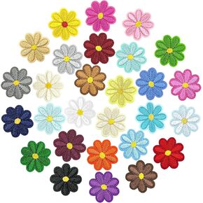 28 Pcs Flower Iron On Patches, Iron on Flower Patches, Colorful Flower Embroidery Patches, Flower Sew on Decals, Flower Applique Patches, for Clothes Hats Jeans Backpacks Shoes DIY Repair Decoration