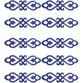 10 Pieces Traditional Iron on Patches,Embroidered Patch Applique for Clothes,Gold Scroll Trim Sewing Patches for Clothing Jeans Dress Hat Costume Decorative Embellishment (Black)